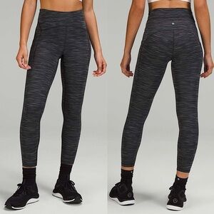 Lululemon Power Thru High Rise Abrasion Resistant Tight 25" Heathered Black Sz 6